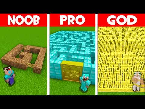 Cookie Noob - Minecraft NOOB vs PRO vs GOD: GIANT MAZE BUILD CHALLENGE! NOOB BUILD SECRET MAZE! (Animation)