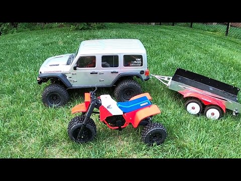 Rc 3D PRINTED THREE WHEELER (trifekta) brushless honda 350 X ,scx6 & trailer adventure.