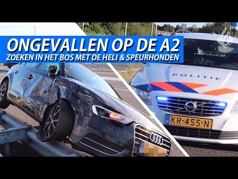 Koninklijke Marechaussee & Politie | Aanrijding op de A2 | Zoeken met de politiehelikopter