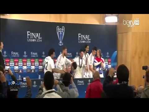 Sergio Ramos & Teammeates interrupt Carlo Ancelotti Post-Match Interview after Winning UCL 2014