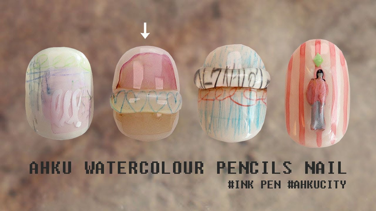 [AHKU MEMBERSHIP]how to AHKU unique watercolour pencils nail ② 아쿠네일/유니크수채네일 個性絵具ネイル
