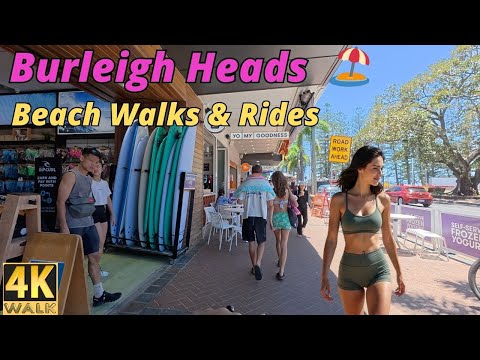 Burleigh Heads Gold Coast - Hot Summer Days🔥 4k Beach Walk & Rides Tour