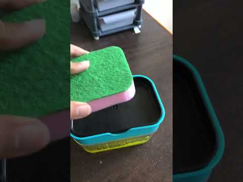 Plastic liquid soap dispenser through pump with sponge holde...