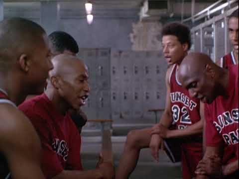 Sunset Park trailer still with coach Saroka addressing players in a tight huddle