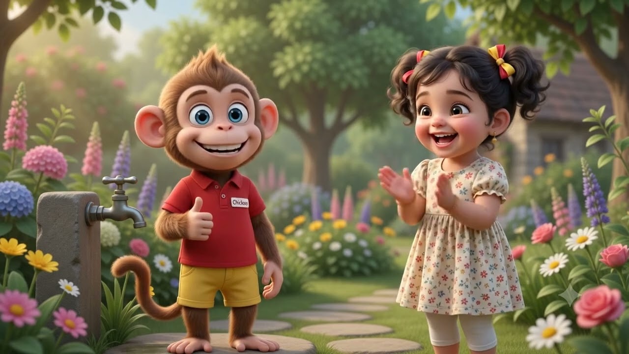 चिकू शिकवतो स्वच्छता! 🐒✨
