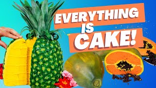 IS IT CAKE?! Hyper-realistic EXOTIC FRUIT CAKES! Pineapple, Papaya and Mango!| How to Cake It|