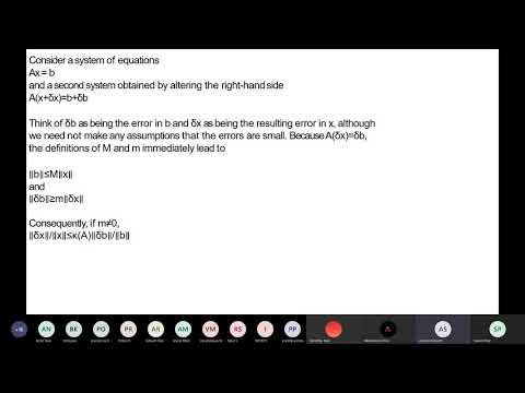 10.11.2020 Condition numbers, Error propagation