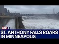 St. Anthony Falls roars in Minneapolis Spring
