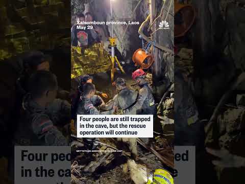 Video shows the moment a person is safely rescued from the flooded Laos cave