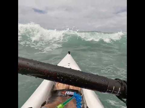 Beach fun #surfski #kayakingfun #breakingwaves #newzealand