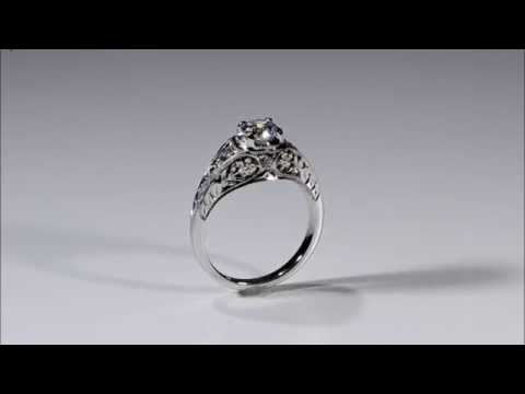 Whitehouse Brothers #8124 - "Floral Burst" - vintage style engagement ring.