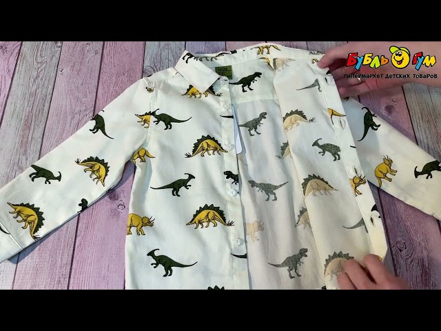 Рубашка Lanson Kids с принтом динозавры бежевая - видео