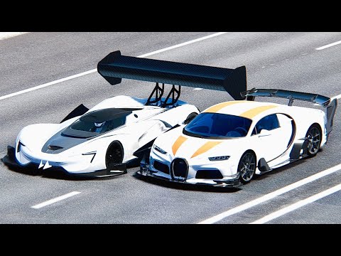 SRT Tomahawk GTR vs Bugatti Chiron 300+ SS GTR Concept at 20 KM Drag Race