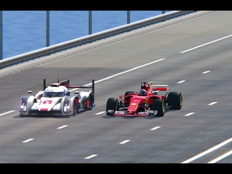 Ferrari F1 2017 vs Audi R18 - TOP SPEED BATTLE