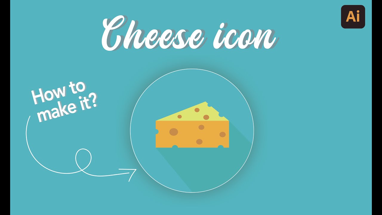 Cheese flat icon | Adobe Illustrator tutorial
