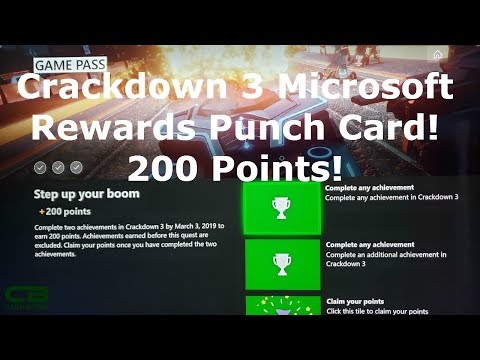 Crackdown 3 Microsoft Rewards Punch Card - 200 Points Plus Progress Achievement Hunter!