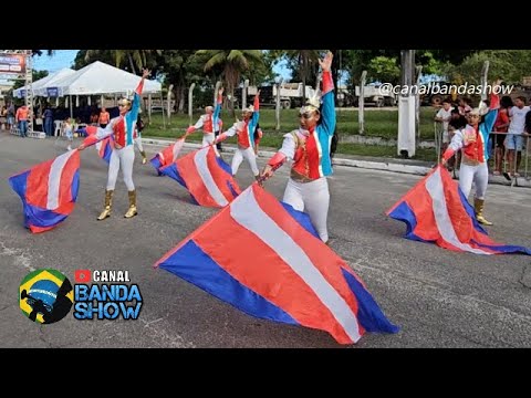 Corpo coreográfico da Banda Marcial Olímpica no concurso em Dias D'Ávila - BA 2025