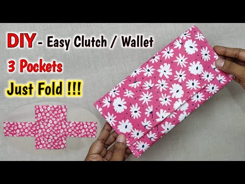 JUST FOLD !!! DIY Easy Clutch / Wallet - 3 POCKETS | Purse making | Pouch making at home | #purse
