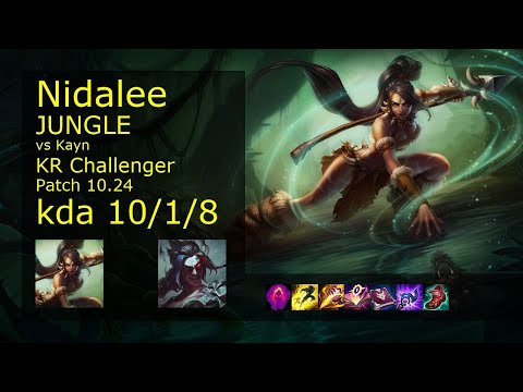 Nidalee Jungle vs Kayn - KR Challenger 10/1/8 Patch 10.24 Gameplay // [롤] 니달리 vs 케인 정글