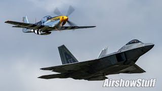 F-22 Raptor and P-51 Mustang Side by Side - Thunder Over Michigan 2023
