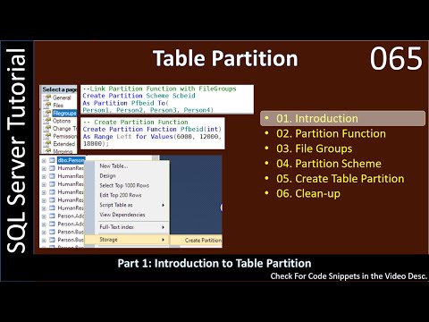 Table Partition | Part 1 - Introduction | SSMS TSQL Tutorial #65