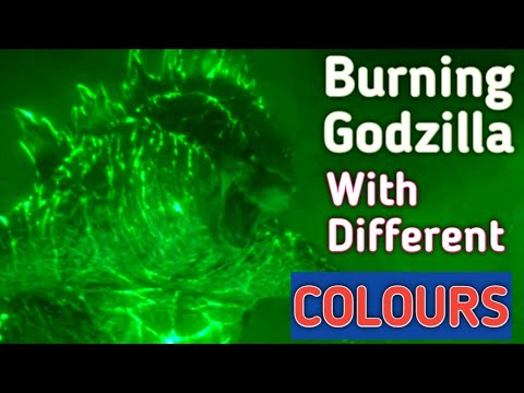 Burning Godzilla VS Ghidorah with different colors.