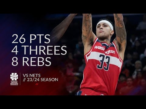 Kyle Kuzma 26 pts 4 threes 8 rebs vs Nets 23/24 season