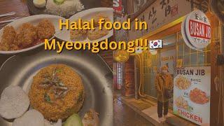 Halal food in Myeongdong street + Busanjib + Kampungku Restaurant. Seoul, Korea Winter December 2022