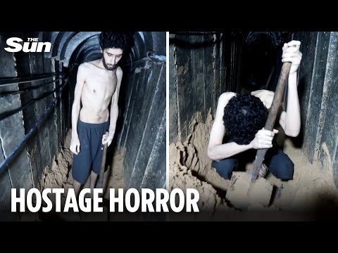 Horrifying clip released of emaciated Israeli hostage 'digging own grave' in Hamas tunnel