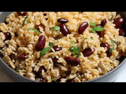 RICE WITH BEANS AND MUSHROOMS DELICIOUS  RECIPE | EASY AND SIMPLE RICE RECIPE