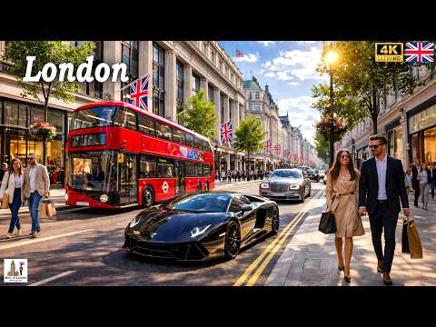 London Walking Tour🚶‍➡️Beautiful Sunny Day Walk Experience on London's Vibrant Streets☀️True [4K]
