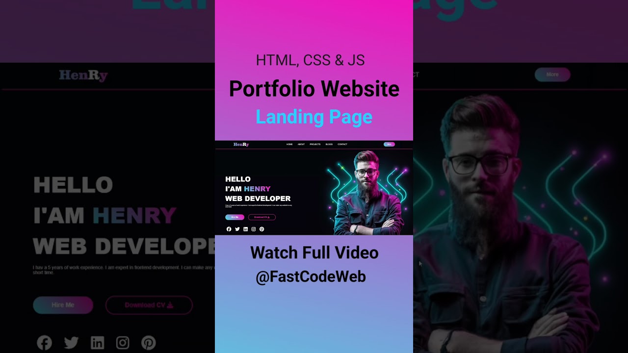 How to Create Personal Portfolio Website Using HTML & CSS | Fast Code