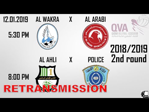 RETRANSMISSION - Al Arabi X Al Wakra, Al Ahli X Police - Qatar Volleyball League 18/19