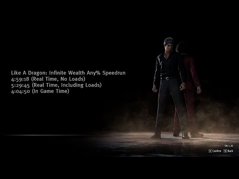 Like A Dragon: Infinite Wealth Any% Speedrun in 4:59:18 (No Loads) | 5:29:45 (RTA) | 4:04:50 (IGT)