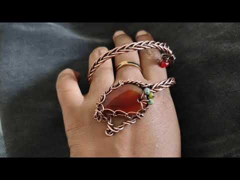Copper Creations Carnelian Macrame Weave Adjustable Bracelet