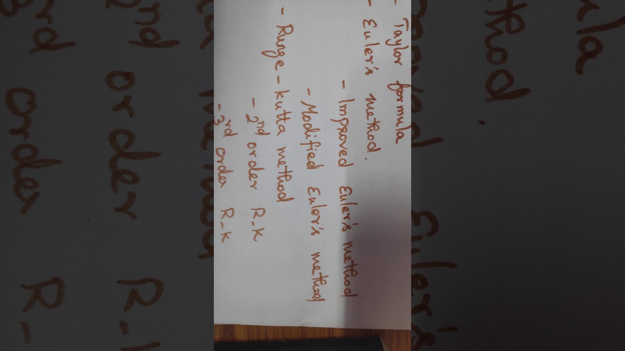 Numerical Methods Hand Written Notes Link