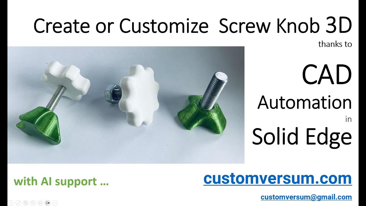 Screw Knob - 3D Printing with METAL CORE thanks to CAD Automation in Solid Edge with AI support