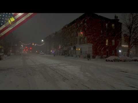 Heavy Snowstorm Night Walk Brooklyn - Park Slope 4K (Pure Ambience)