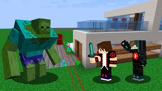 ماين كرافت : حماية البيت من زومبي العملاق !!؟ ????????