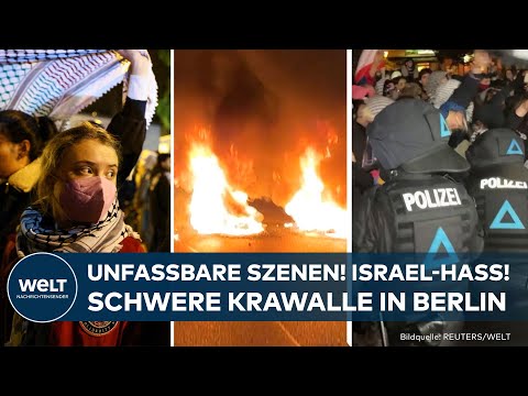 BERLIN: SCHWERE KRAWALLE bei propalästinensischer Demo - Israel-Hasser randalieren und zündeln