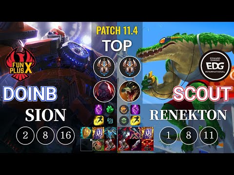 FPX Doinb Sion vs EDG Scout Renekton Top - KR Patch 11.4