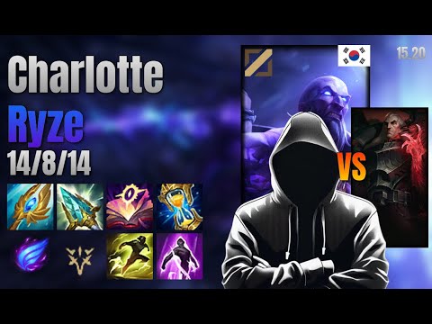 Charlotte Mid Ryze vs Swain lol KR solo rank Full Game 15.20 | charlotte 라이즈 vs 스웨인