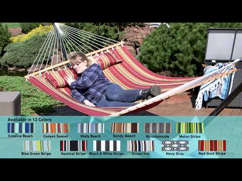 Ultimate Patio Quilted Double Hammock w/ Heavy-Duty Stand & Pillow