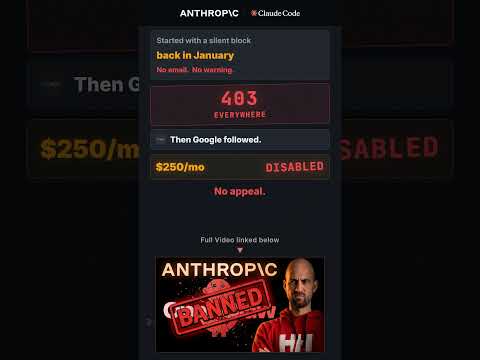 Thumbnail zu Anthropic Just Banned 10,000 Developers #ai #claude #banned