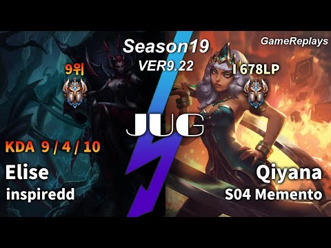 JUNGLE Elise VS Qiyana Replay S9 / 정글 엘리스 VS 키아나 관전 시즌9 - 9/4/10 Patch 9.22 EUW1