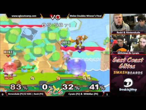ECE - MilkMan & Cyrain Vs. VGBC | Redd & Nintendude - SSBM Doubles Winners Finals - Smash Melee