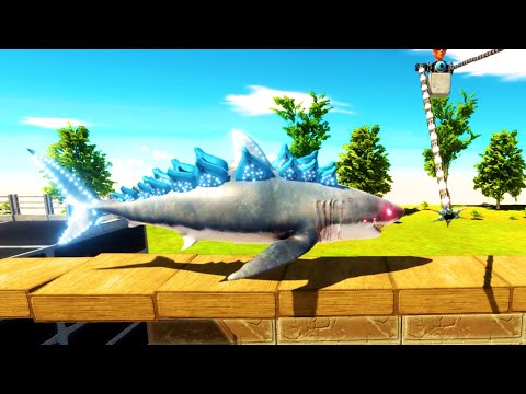 Deadly Bridge Who Can Not Fall Into The Pool Mosasaurs And Escape   Animal Revolt Battle Simulator