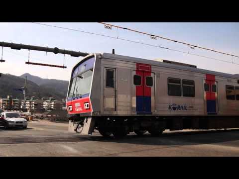 Korail Line 1 train passing the Soyo Railway Crossing