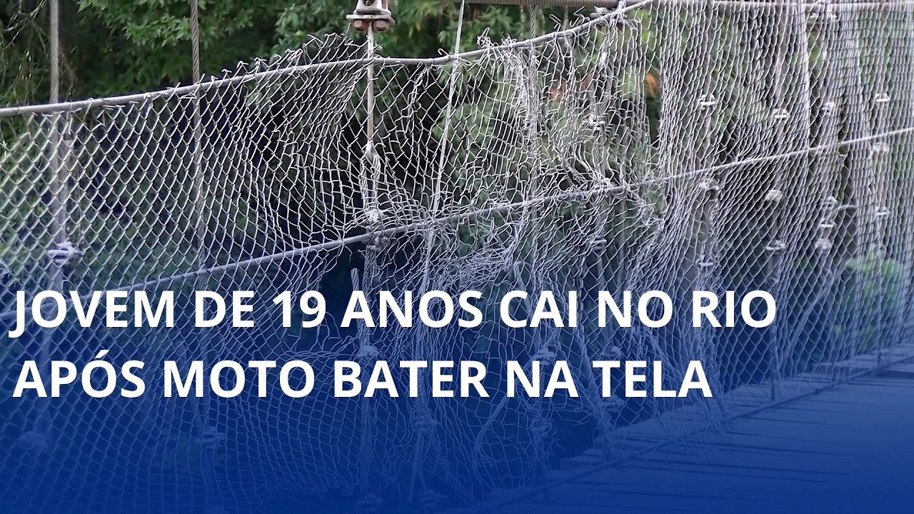 Jovem de 19 anos cai no rio após moto bater na tela de ponte pênsil
