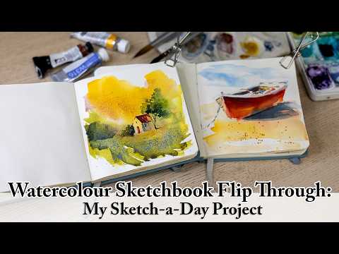 Watercolour Sketchbook Flip Through: My Sketch-a-Day Project | The Freedom of Painting Small